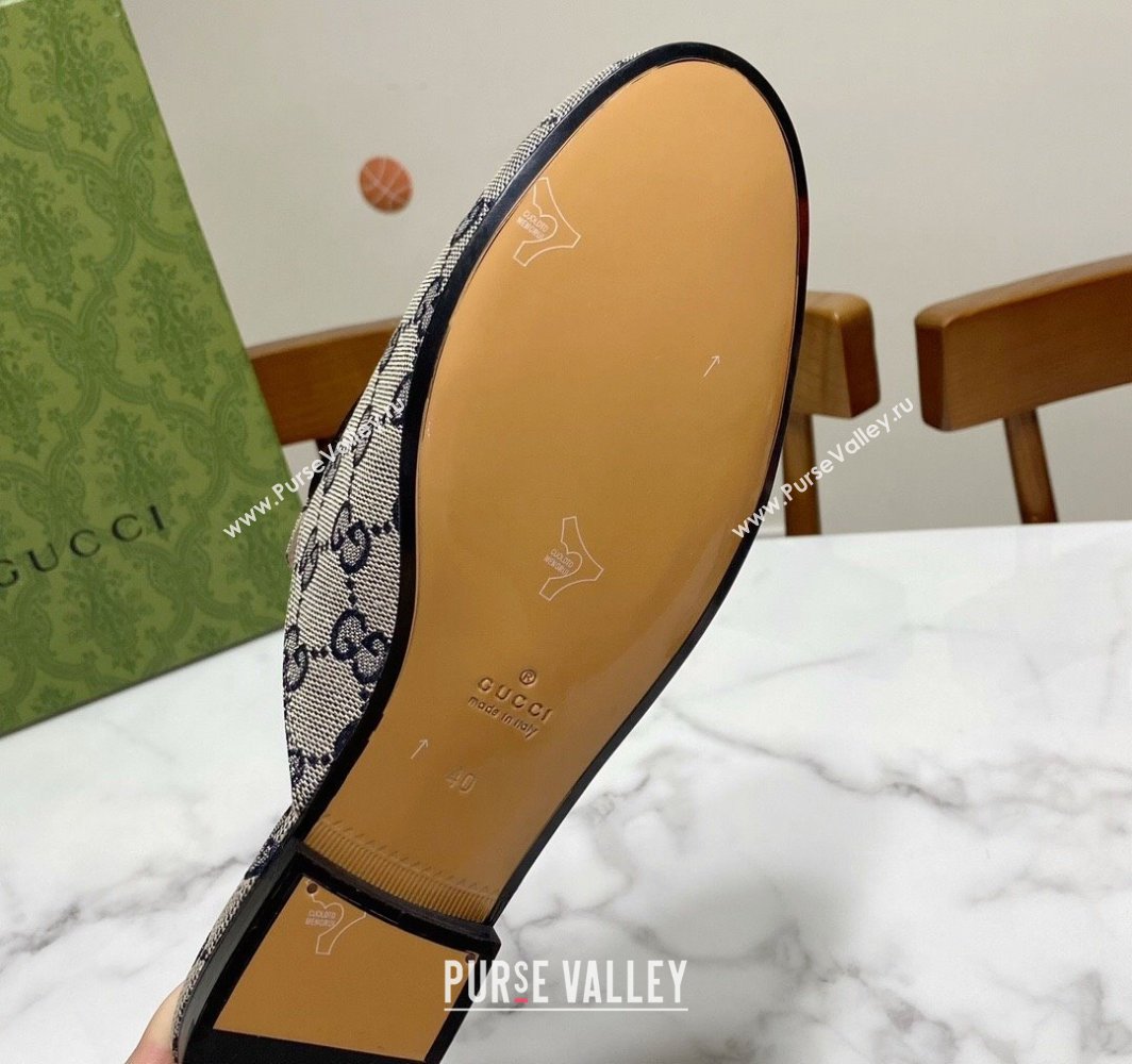 Gucci Princetown GG Embroidered Canvas Flat Slippers Grey/Blue 2025 557730 (SS-250423156)
