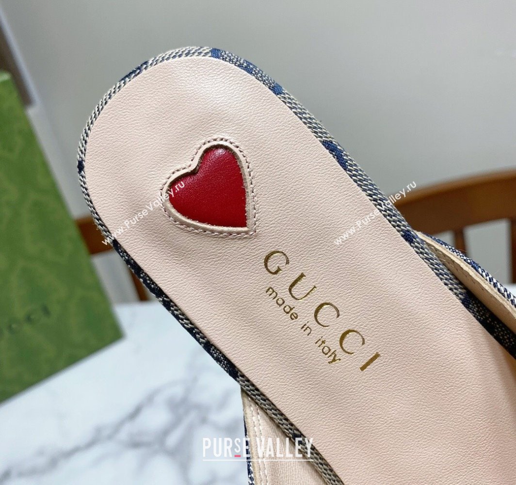 Gucci Princetown GG Embroidered Canvas Flat Slippers Grey/Blue 2025 557730 (SS-250423156)