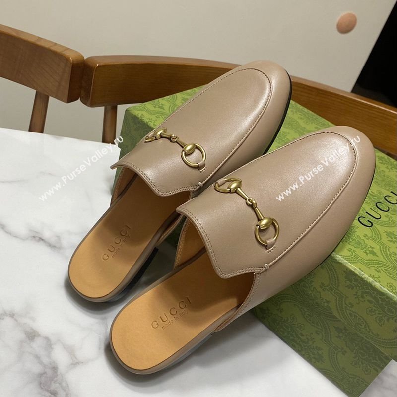 Gucci Princetown Calf Leather Flat Slippers Grey 2025 557730 (SS-250423157)