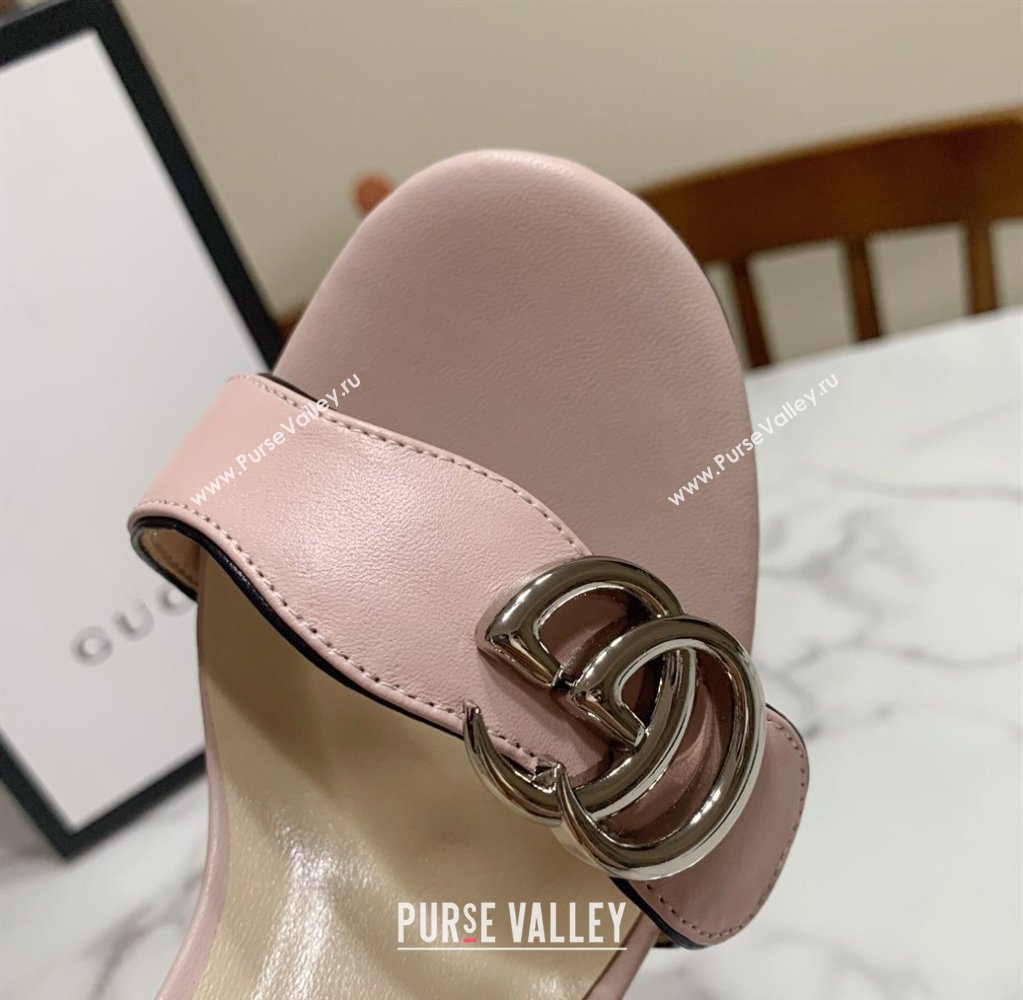 Gucci Leather Wave Heel Sandals 7cm Light Pink 2025 GG042304 (SS-250423121)
