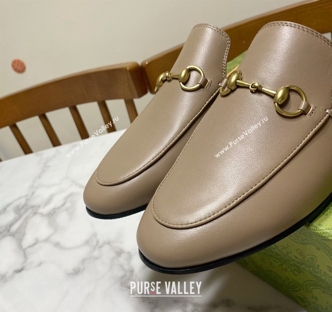 Gucci Princetown Calf Leather Flat Slippers Grey 2025 557730 (SS-250423157)