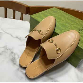 Gucci Princetown Calf Leather Flat Slippers Beige 2025 557730 (SS-250423158)