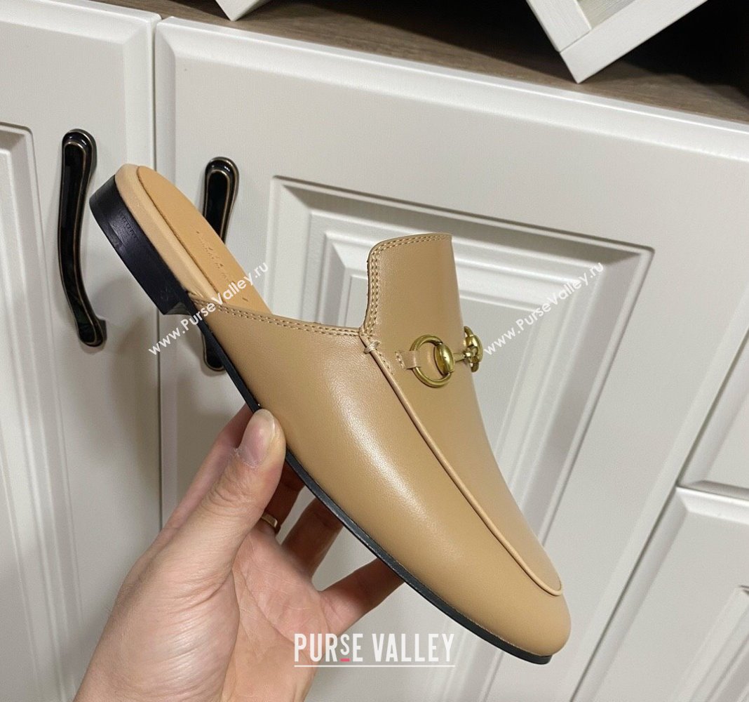 Gucci Princetown Calf Leather Flat Slippers Beige 2025 557730 (SS-250423158)