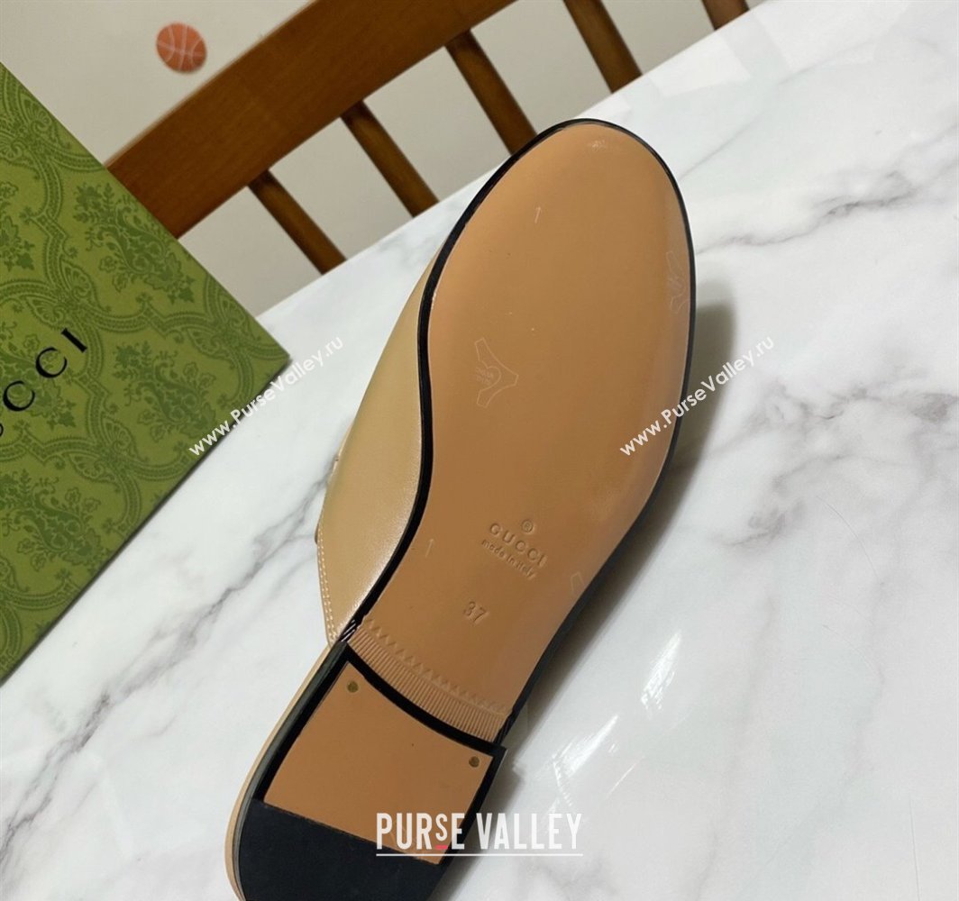 Gucci Princetown Calf Leather Flat Slippers Beige 2025 557730 (SS-250423158)
