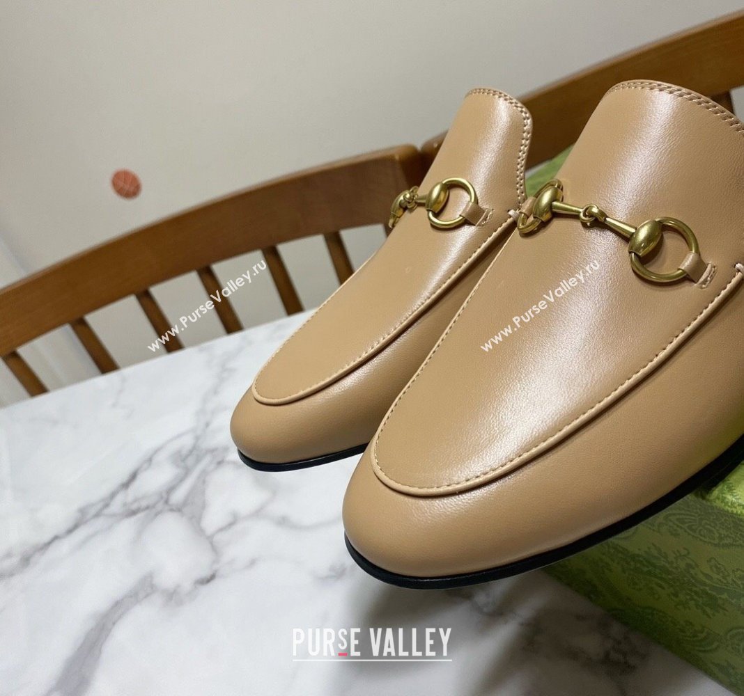 Gucci Princetown Calf Leather Flat Slippers Beige 2025 557730 (SS-250423158)
