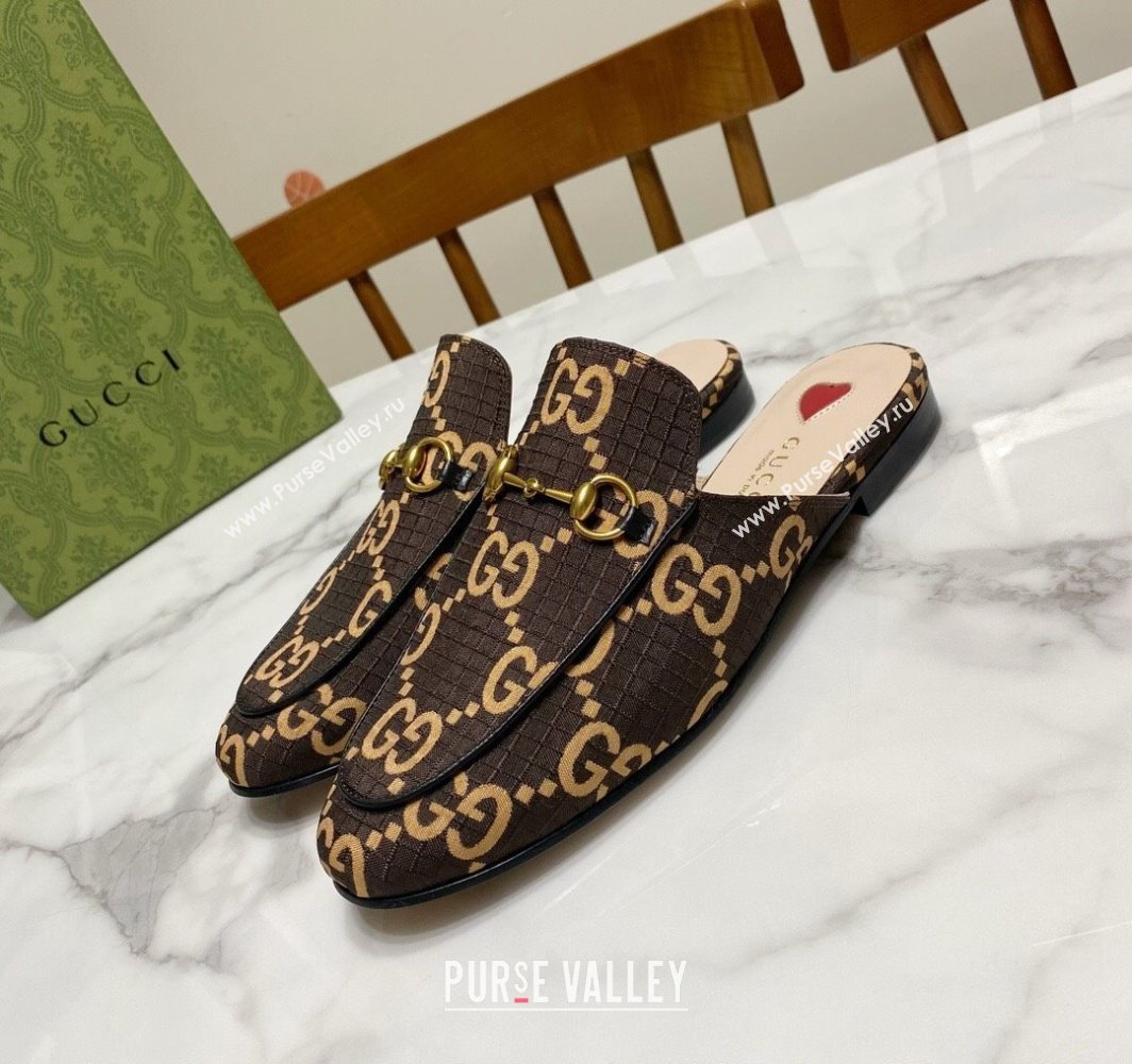 Gucci Princetown GG Check Fabric Flat Slippers Brown 2025 557730 (SS-250423164)