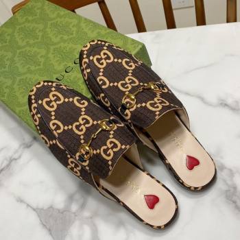 Gucci Princetown GG Check Fabric Flat Slippers Brown 2025 557730 (SS-250423164)