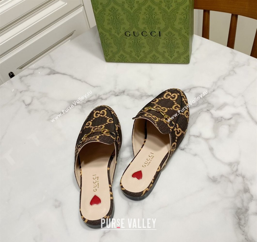 Gucci Princetown GG Check Fabric Flat Slippers Brown 2025 557730 (SS-250423164)