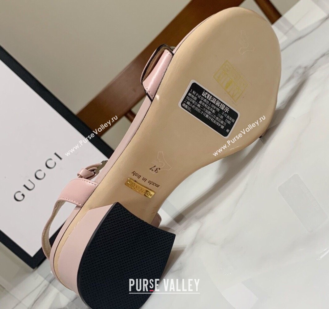 Gucci Leather Wave Heel Sandals 7cm Light Pink 2025 GG042304 (SS-250423121)