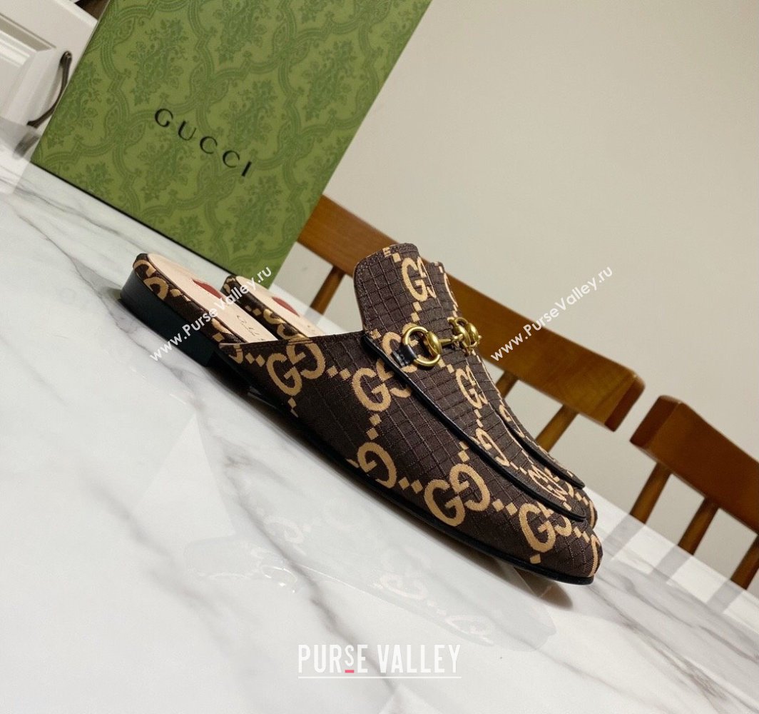 Gucci Princetown GG Check Fabric Flat Slippers Brown 2025 557730 (SS-250423164)