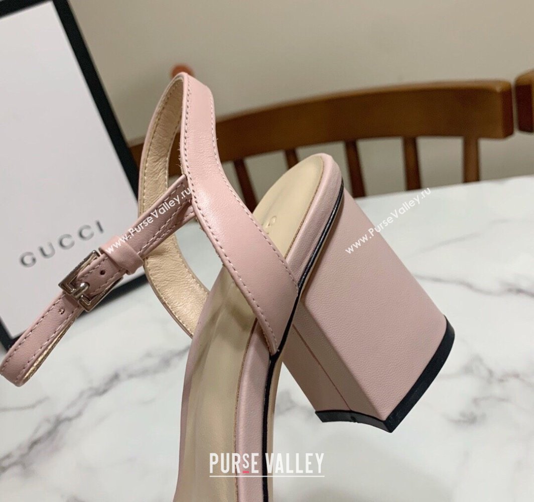 Gucci Leather Wave Heel Sandals 7cm Light Pink 2025 GG042304 (SS-250423121)