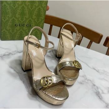 Gucci Leather Wave Platform Sandals 12cm Gold 2025 GG042304 (SS-250423118)