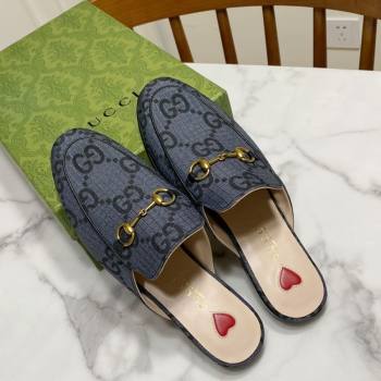 Gucci Princetown GG Check Fabric Flat Slippers Grey 2025 557730 (SS-250423166)