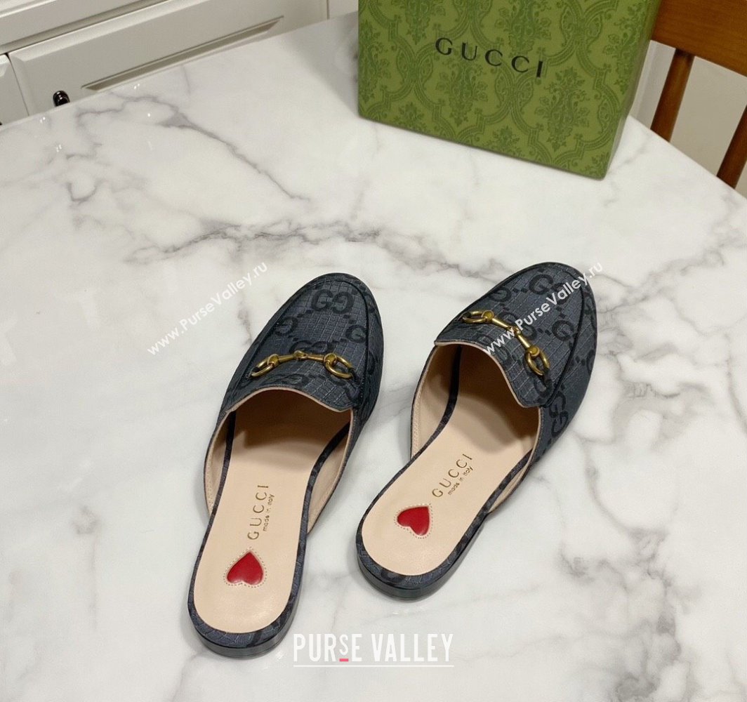 Gucci Princetown GG Check Fabric Flat Slippers Grey 2025 557730 (SS-250423166)