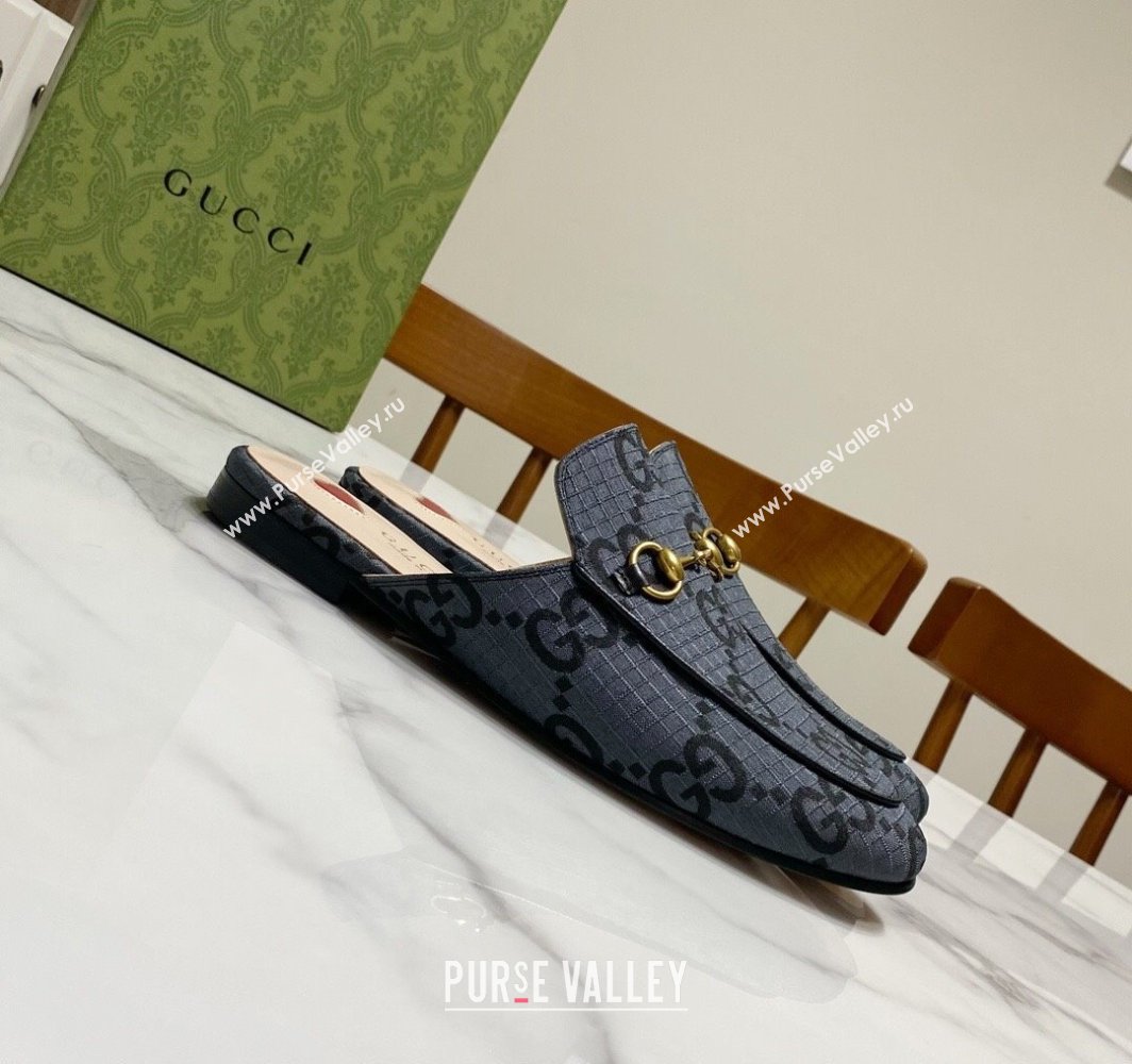 Gucci Princetown GG Check Fabric Flat Slippers Grey 2025 557730 (SS-250423166)