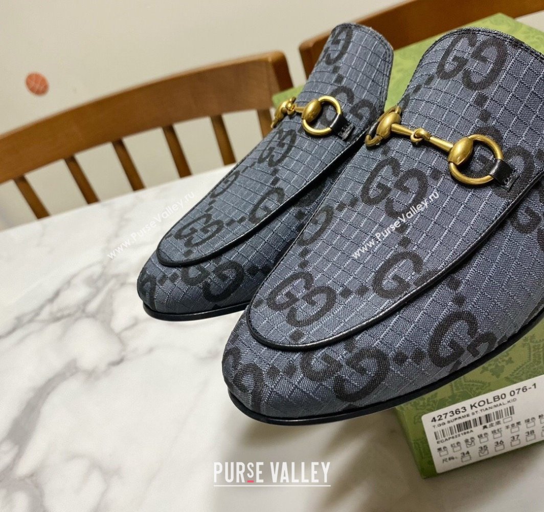 Gucci Princetown GG Check Fabric Flat Slippers Grey 2025 557730 (SS-250423166)