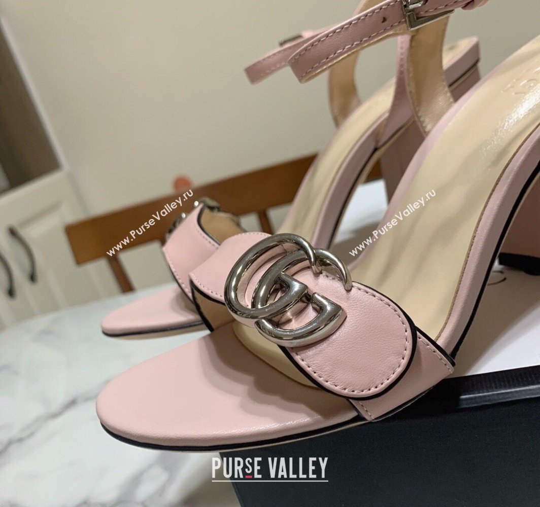 Gucci Leather Wave Heel Sandals 7cm Light Pink 2025 GG042304 (SS-250423121)