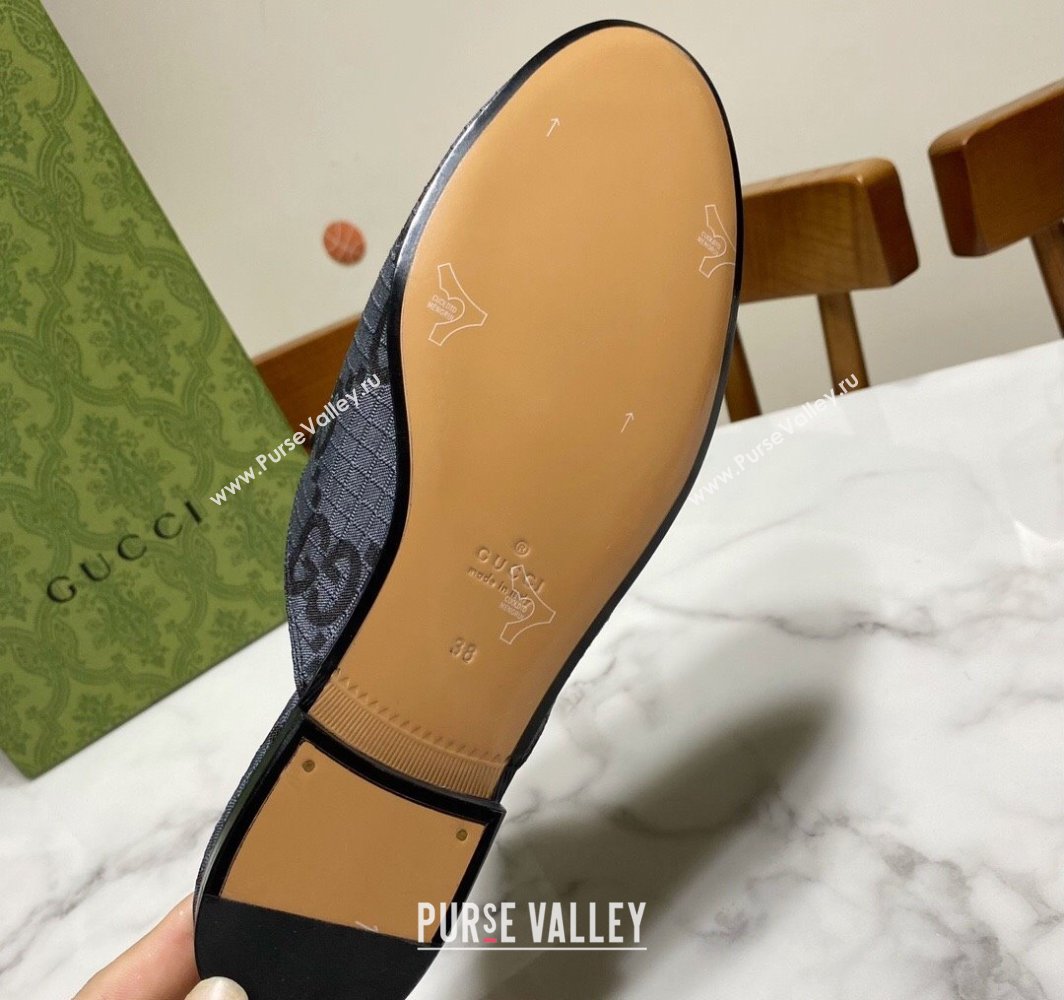 Gucci Princetown GG Check Fabric Flat Slippers Grey 2025 557730 (SS-250423166)