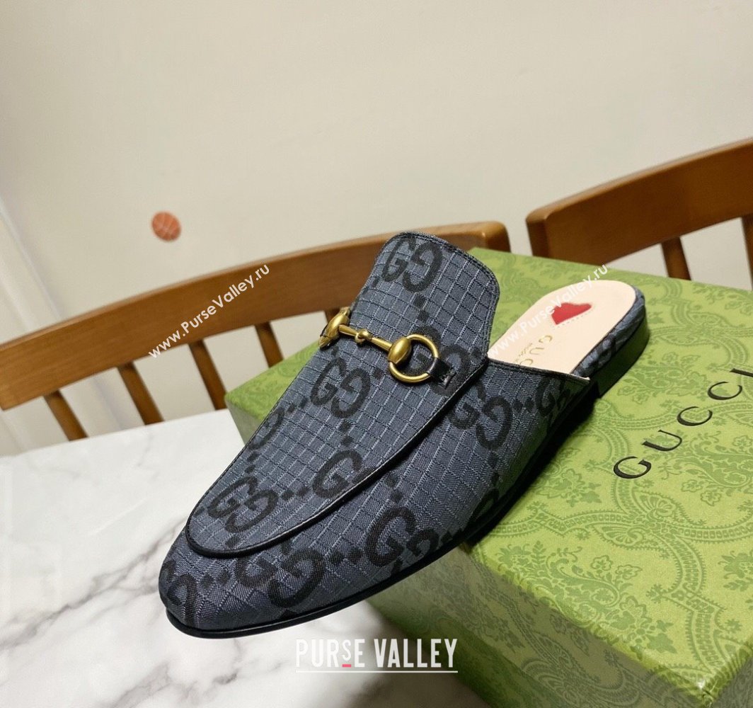 Gucci Princetown GG Check Fabric Flat Slippers Grey 2025 557730 (SS-250423166)