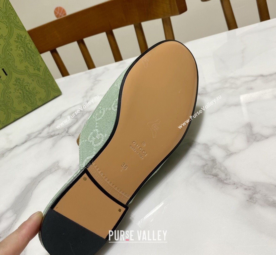 Gucci Princetown GG Denim Flat Slippers Light Green 2025 557730 (SS-250423159)