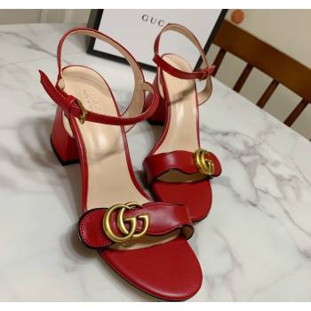Gucci Leather Wave Heel Sandals 7cm Red 2025 GG042304 (SS-250423122)