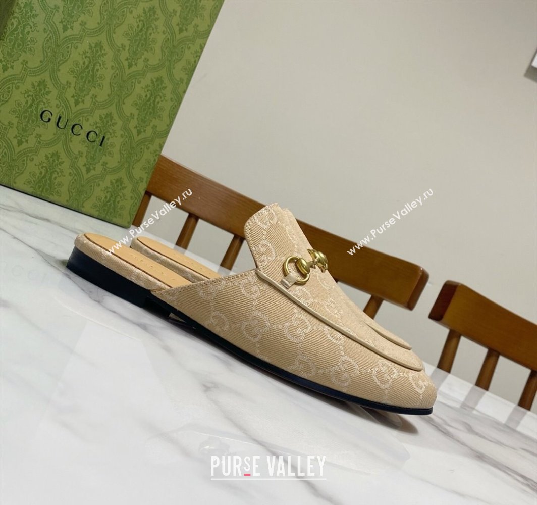 Gucci Princetown GG Denim Flat Slippers Beige Yellow 2025 557730 (SS-250423160)