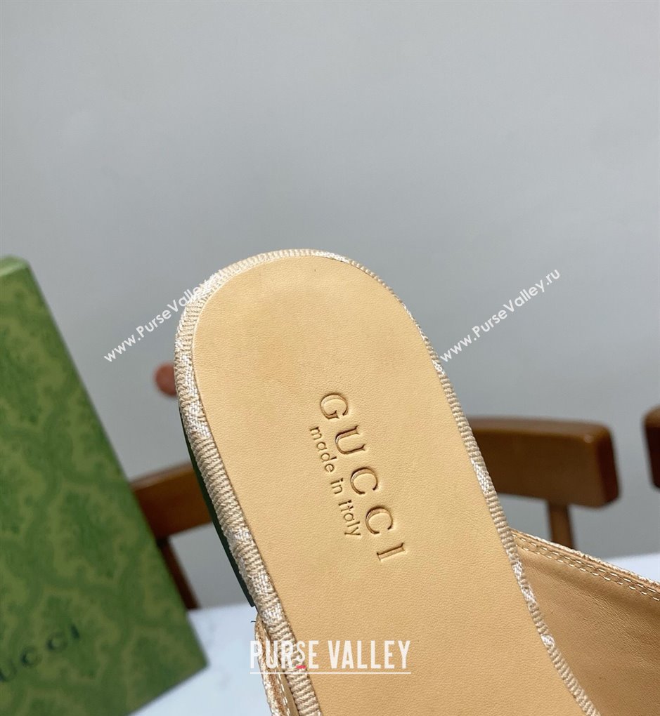 Gucci Princetown GG Denim Flat Slippers Beige Yellow 2025 557730 (SS-250423160)