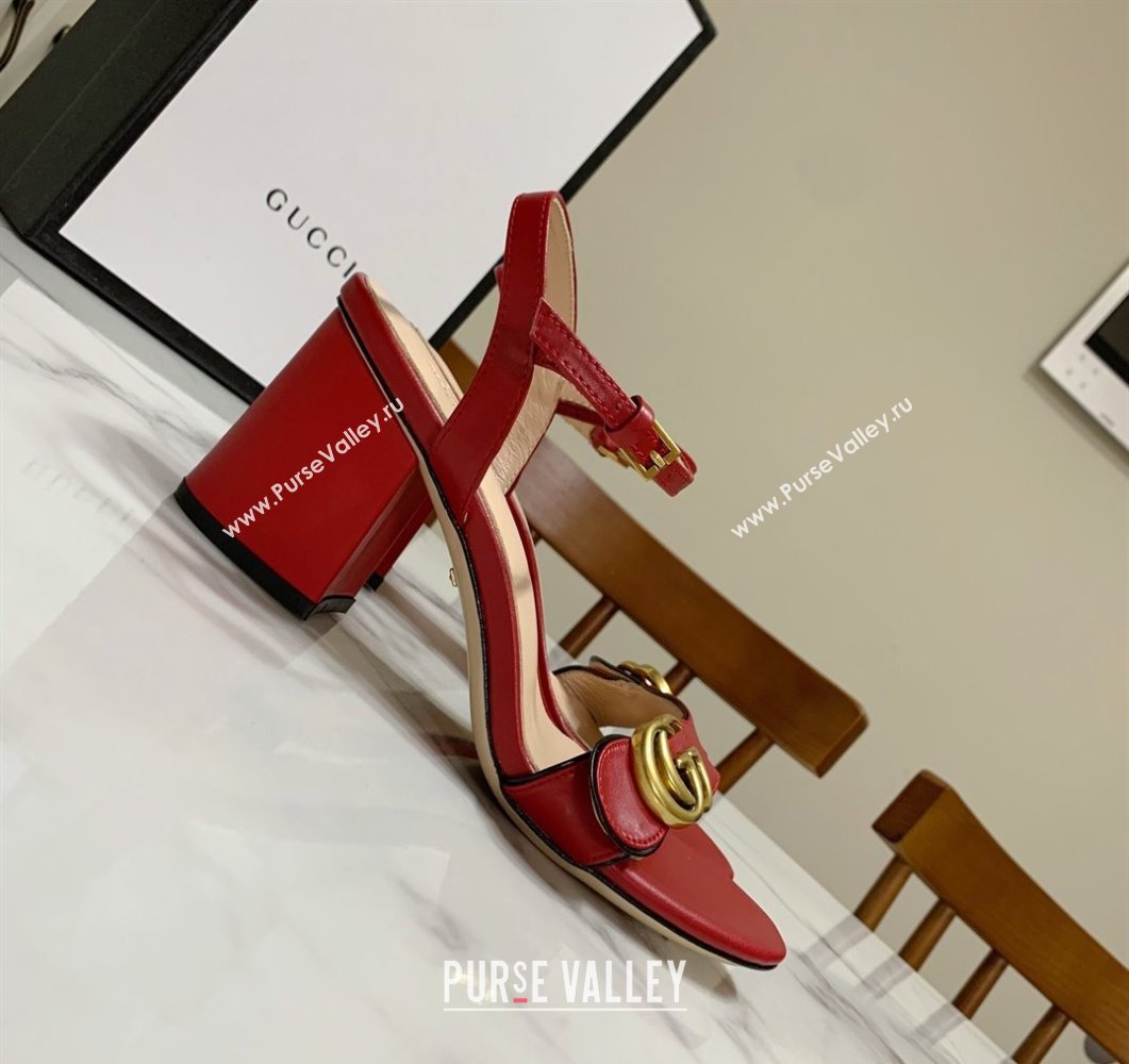 Gucci Leather Wave Heel Sandals 7cm Red 2025 GG042304 (SS-250423122)