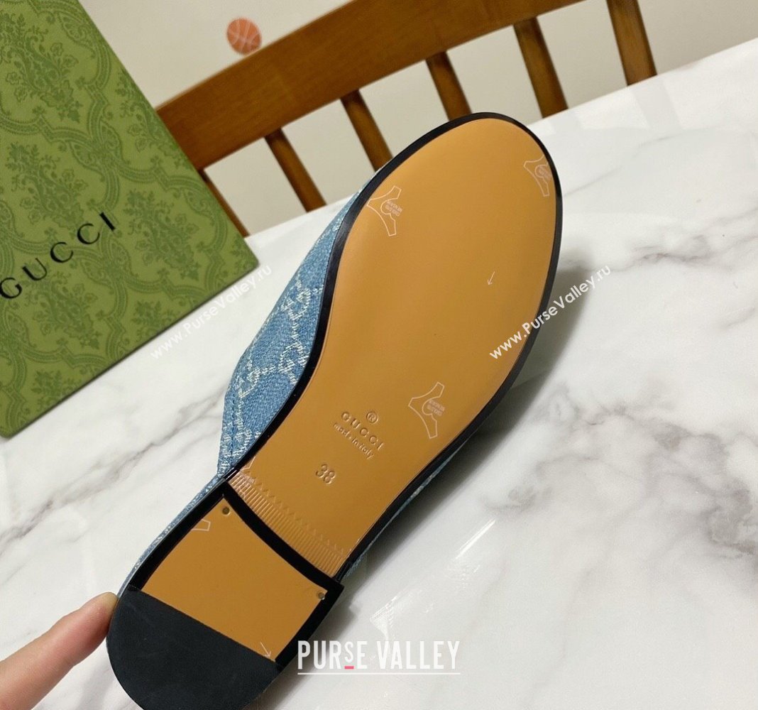 Gucci Princetown GG Denim Flat Slippers Light Blue 2025 557730 (SS-250423161)