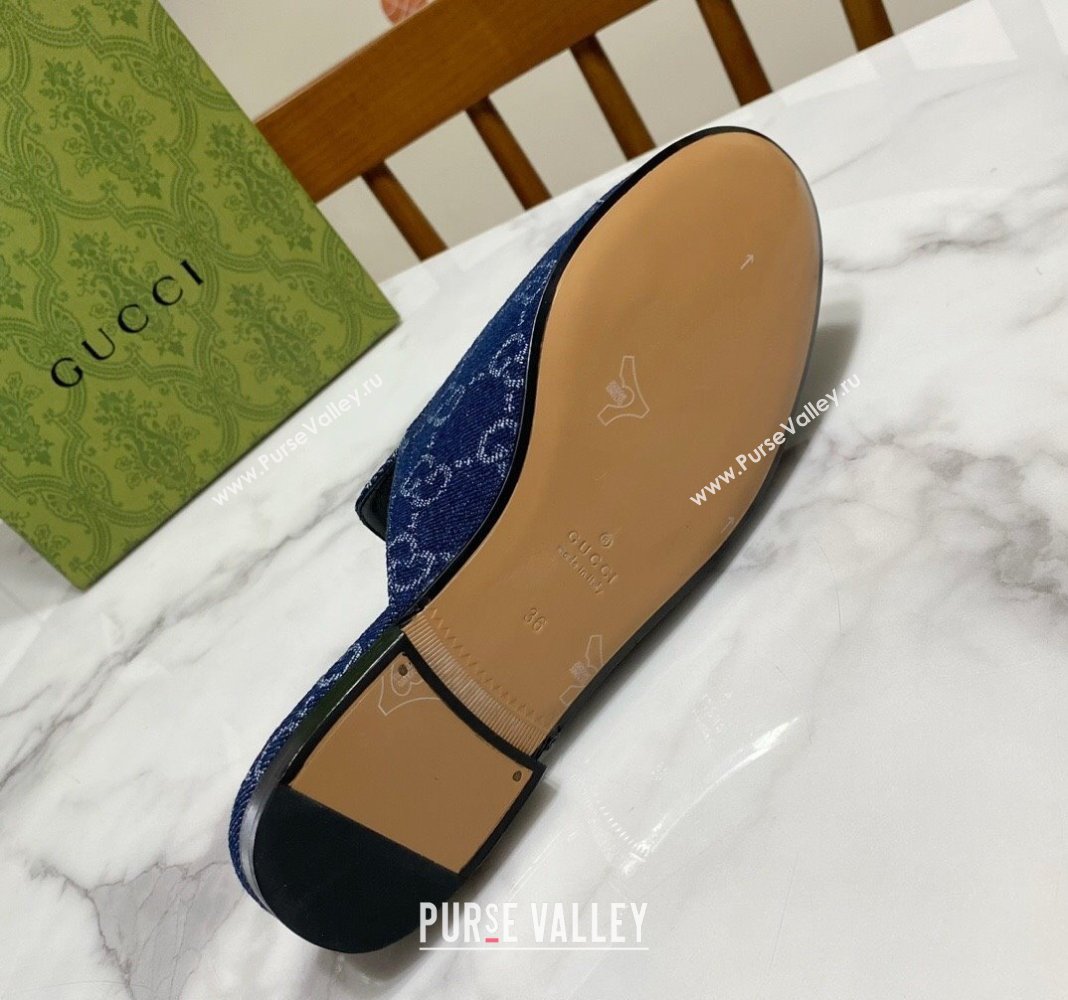 Gucci Princetown GG Denim Flat Slippers Navy Blue 2025 557730 (SS-250423162)