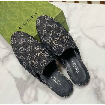 Gucci Princetown GG Denim Flat Slippers Black 2025 557730 (SS-250423163)