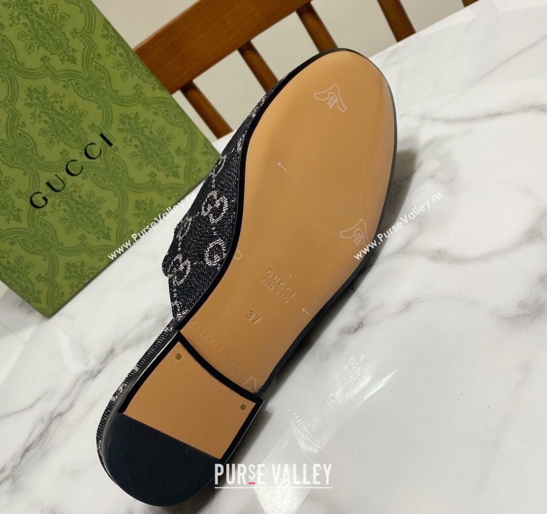 Gucci Princetown GG Denim Flat Slippers Black 2025 557730 (SS-250423163)