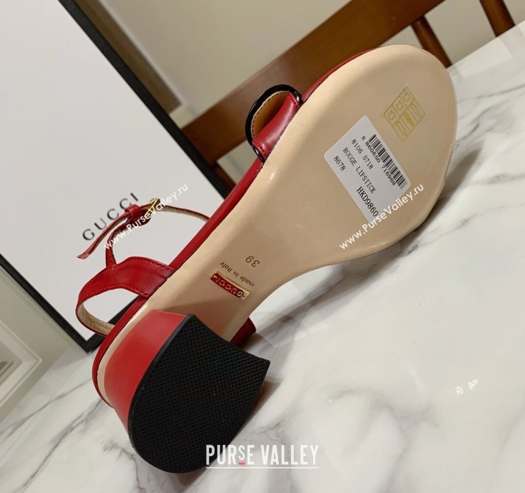 Gucci Leather Wave Heel Sandals 7cm Red 2025 GG042304 (SS-250423122)