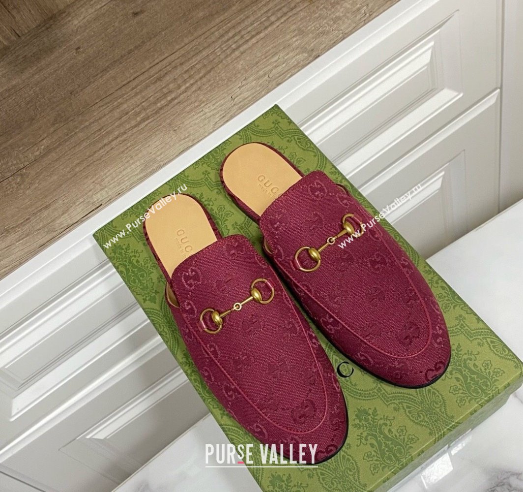 Gucci Princetown GG Canvas Flat Slippers Ancora Red 2025 557730 (SS-250423168)