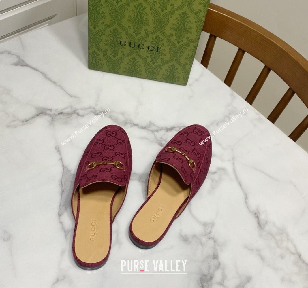 Gucci Princetown GG Canvas Flat Slippers Ancora Red 2025 557730 (SS-250423168)