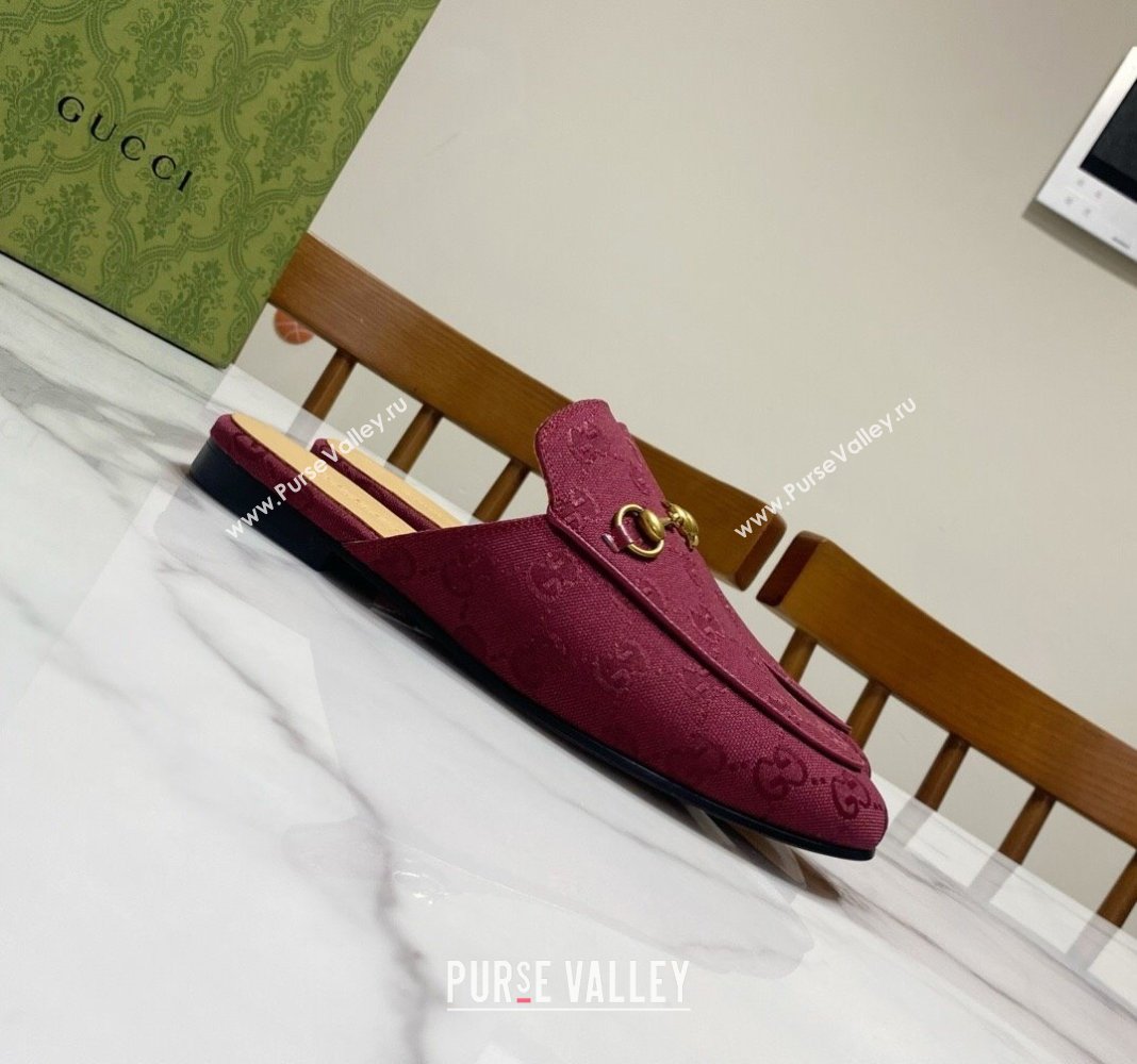 Gucci Princetown GG Canvas Flat Slippers Ancora Red 2025 557730 (SS-250423168)