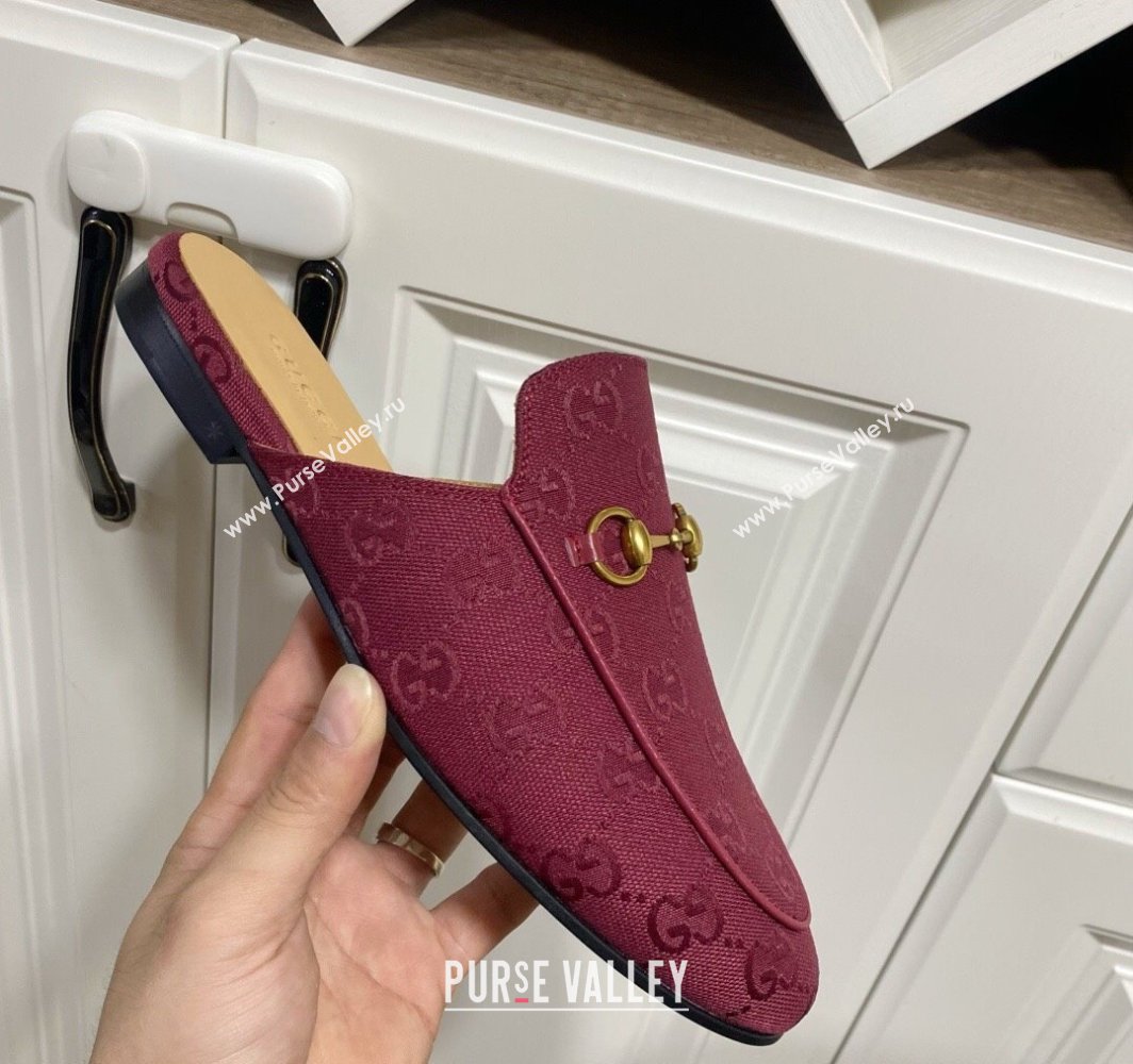 Gucci Princetown GG Canvas Flat Slippers Ancora Red 2025 557730 (SS-250423168)