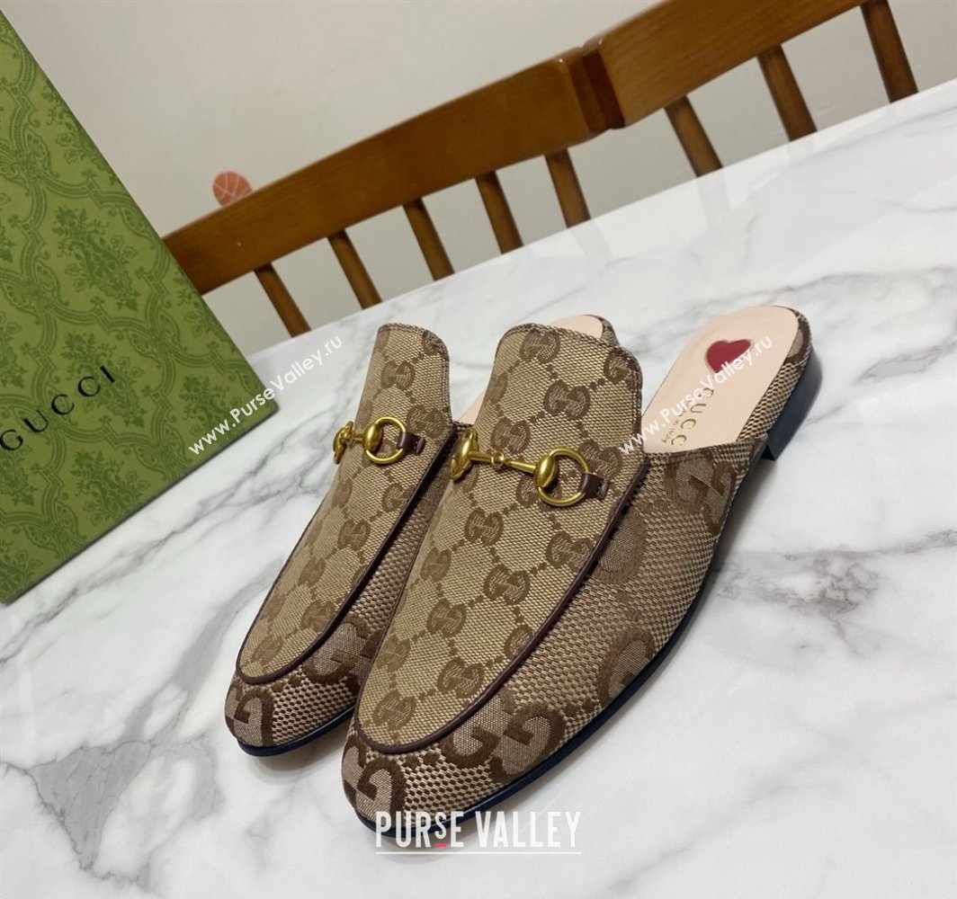 Gucci Princetown GG Canvas Flat Slippers Beige/Brown 2025 557730 (SS-250423169)