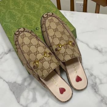 Gucci Princetown GG Canvas Flat Slippers Beige/Brown 2025 557730 (SS-250423169)
