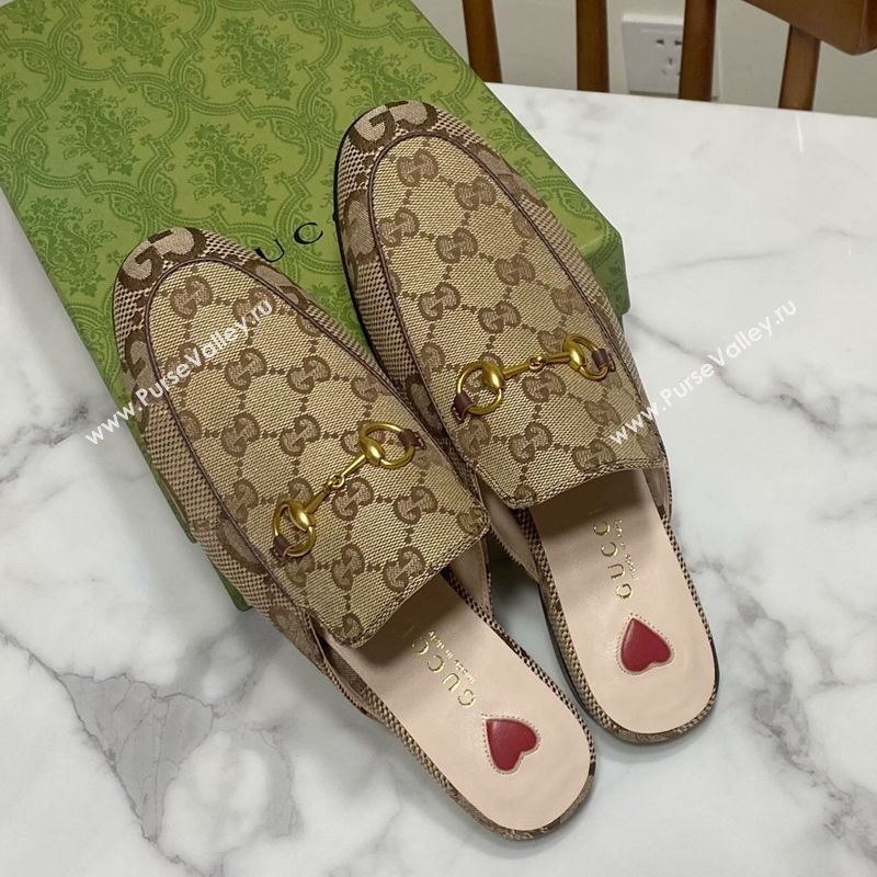Gucci Princetown GG Canvas Flat Slippers Beige/Brown 2025 557730 (SS-250423169)