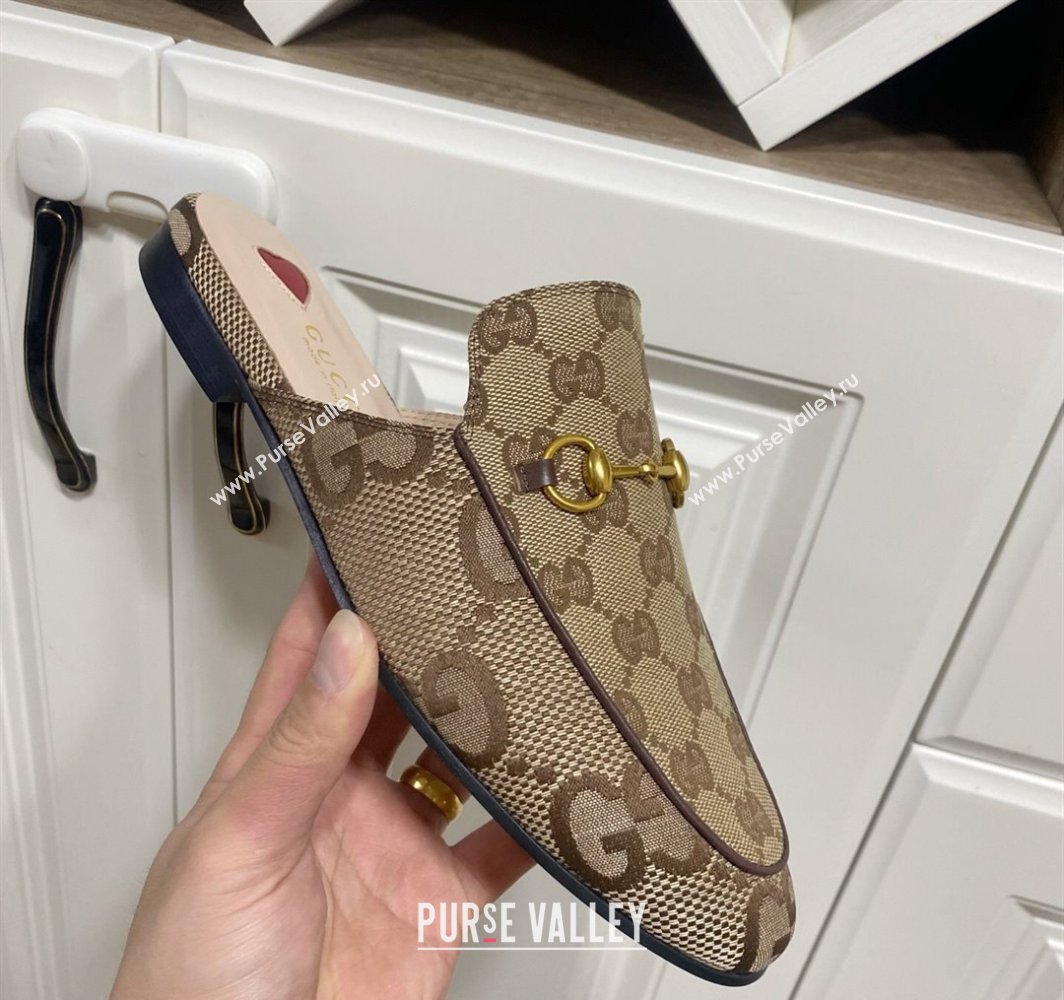 Gucci Princetown GG Canvas Flat Slippers Beige/Brown 2025 557730 (SS-250423169)