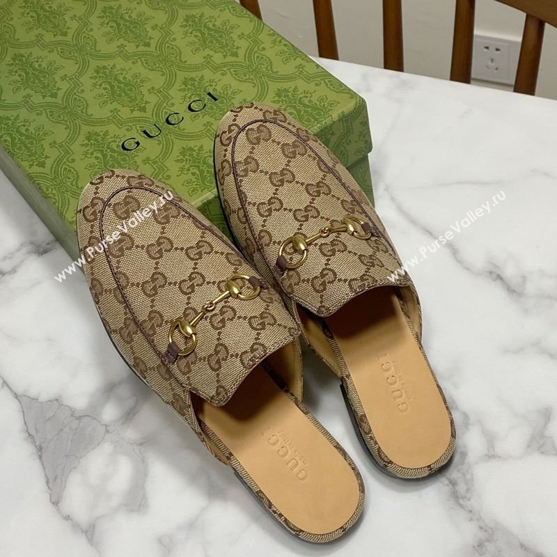 Gucci Princetown GG Canvas Flat Slippers Beige2 2025 557730 (SS-250423170)
