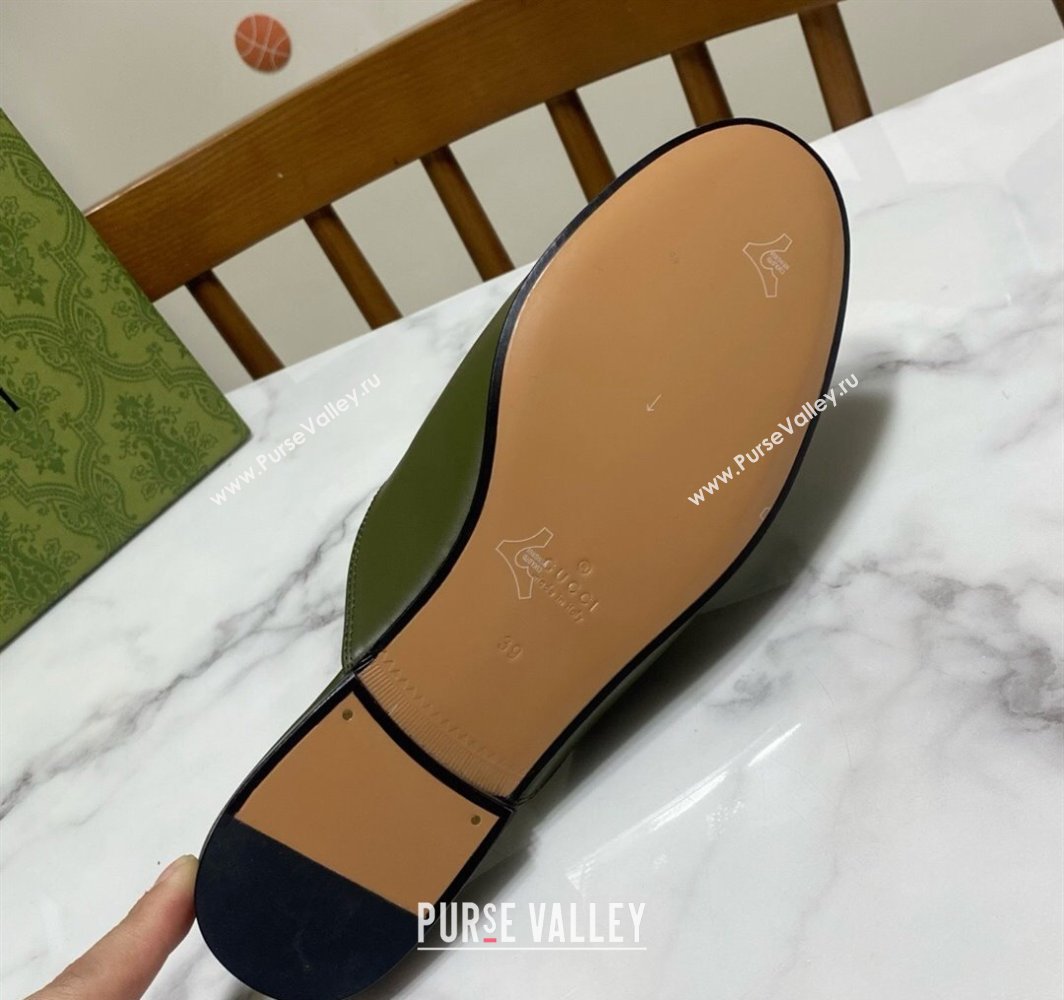 Gucci Princetown Calf Leather Flat Slippers Green 2025 557730 (SS-250423171)