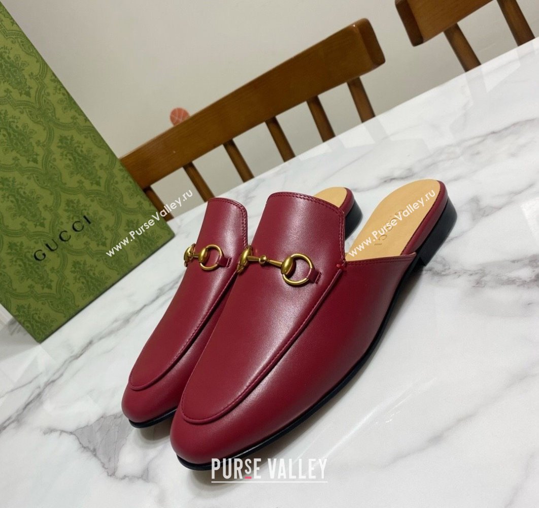 Gucci Princetown Calf Leather Flat Slippers Red 2025 557730 (SS-250423172)