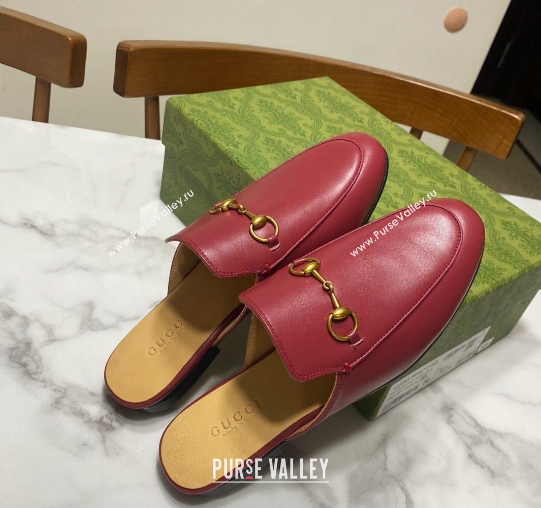 Gucci Princetown Calf Leather Flat Slippers Red 2025 557730 (SS-250423172)