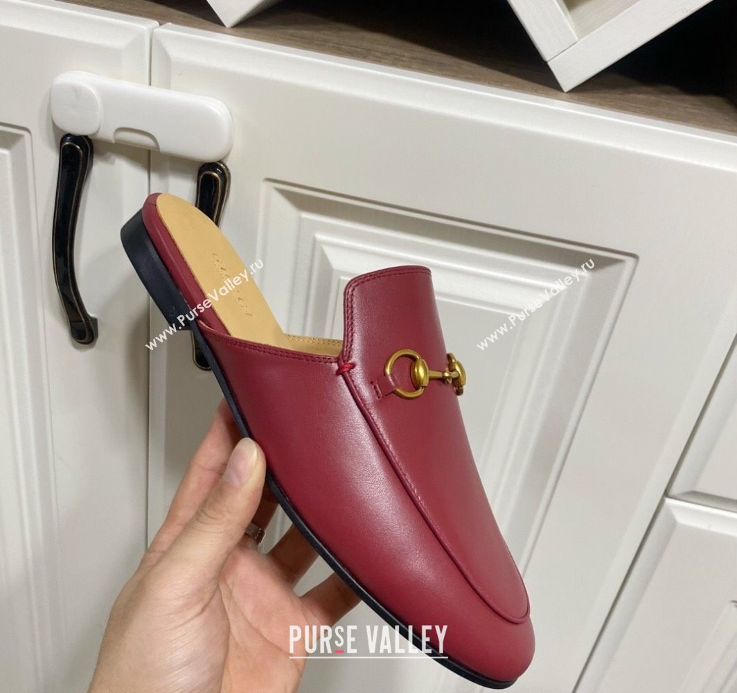Gucci Princetown Calf Leather Flat Slippers Red 2025 557730 (SS-250423172)