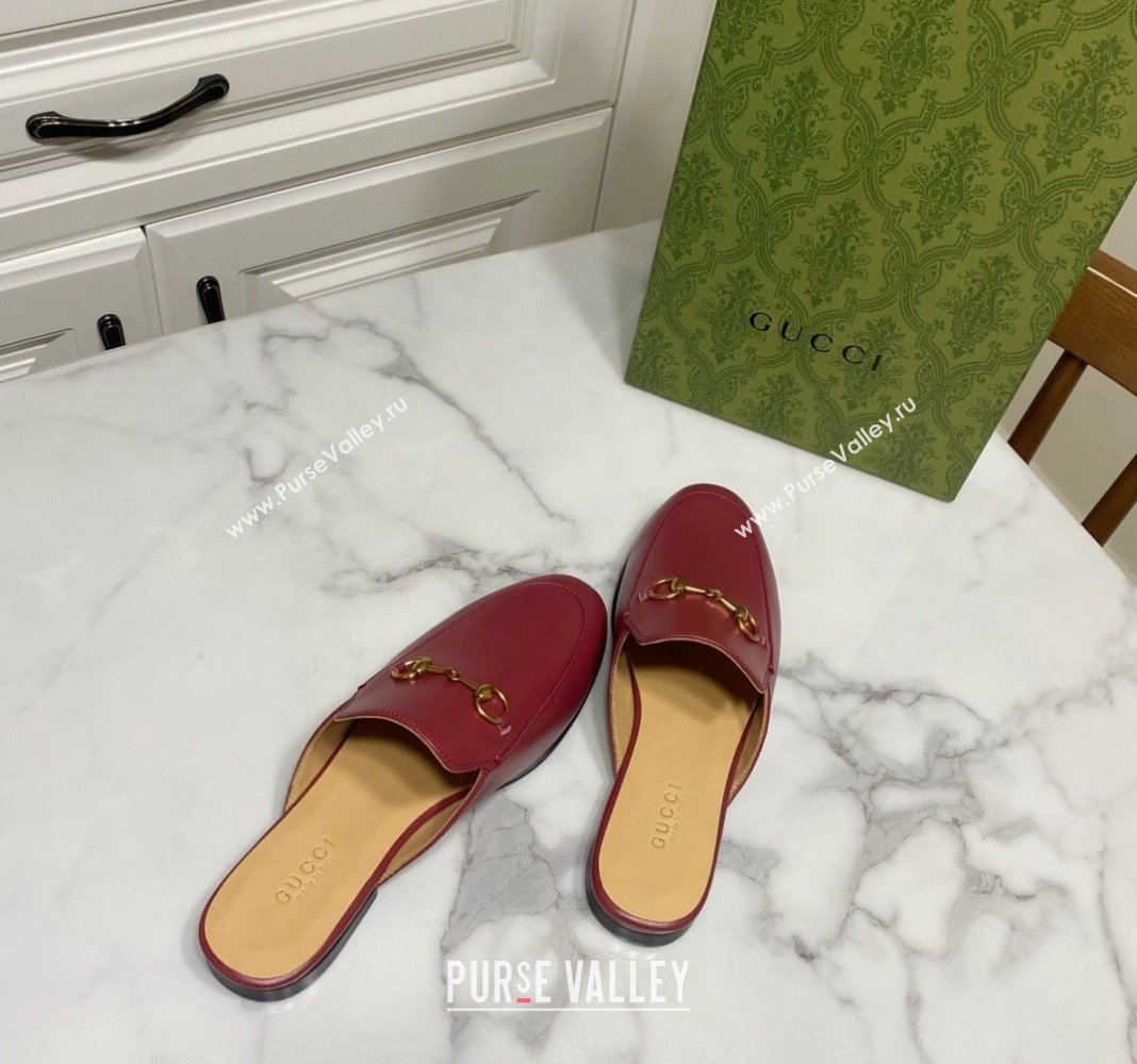 Gucci Princetown Calf Leather Flat Slippers Red 2025 557730 (SS-250423172)