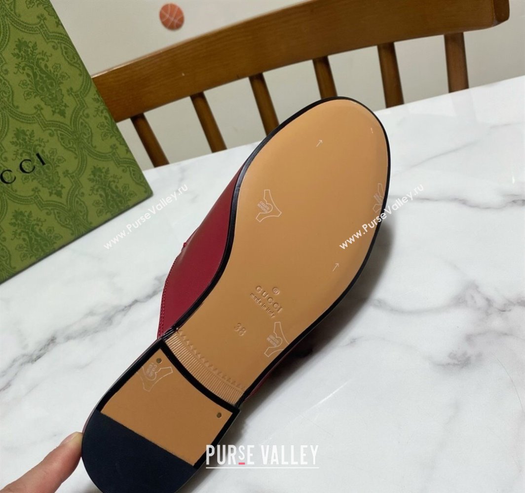 Gucci Princetown Calf Leather Flat Slippers Red 2025 557730 (SS-250423172)