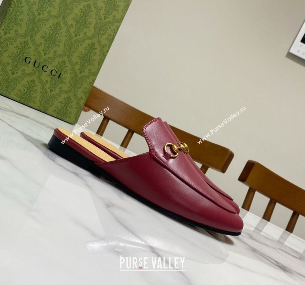 Gucci Princetown Calf Leather Flat Slippers Red 2025 557730 (SS-250423172)