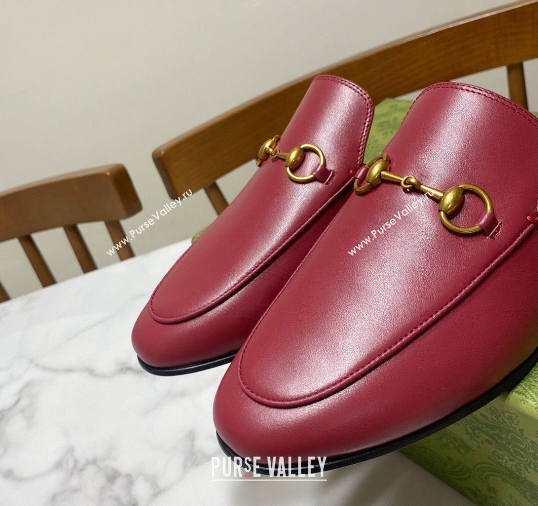 Gucci Princetown Calf Leather Flat Slippers Red 2025 557730 (SS-250423172)